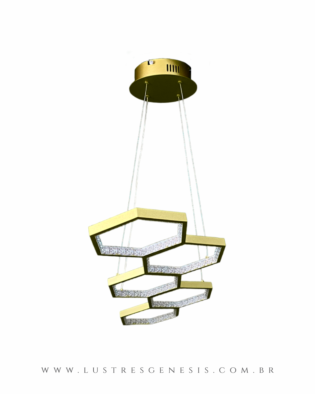Lustre pendente de LED moderno em formato de colmeia na cor branca. Lustres Gênesis loja online de Lustres e Iluminação Decorativa
